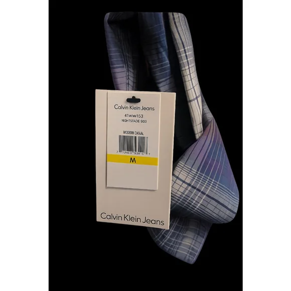 Calvin Klein Jeans Men’s Plaid Button Down Shirt Size M Blue Purple Long Sleeve - Picture 5 of 6